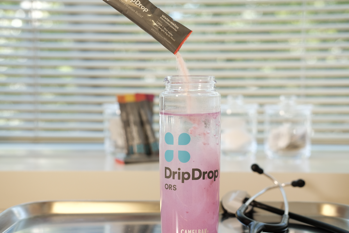 does sugar dehydrate you: DripDrop ORS being poured into a tumbler