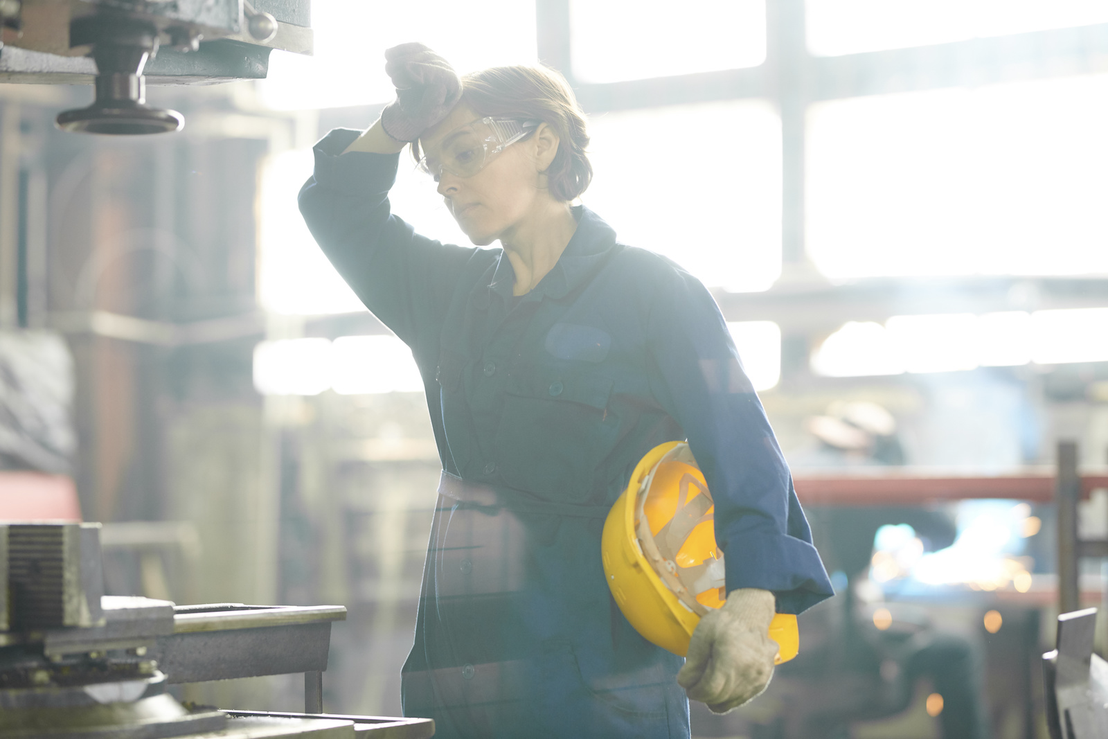 does coffee count as water: factory worker wiping her sweat