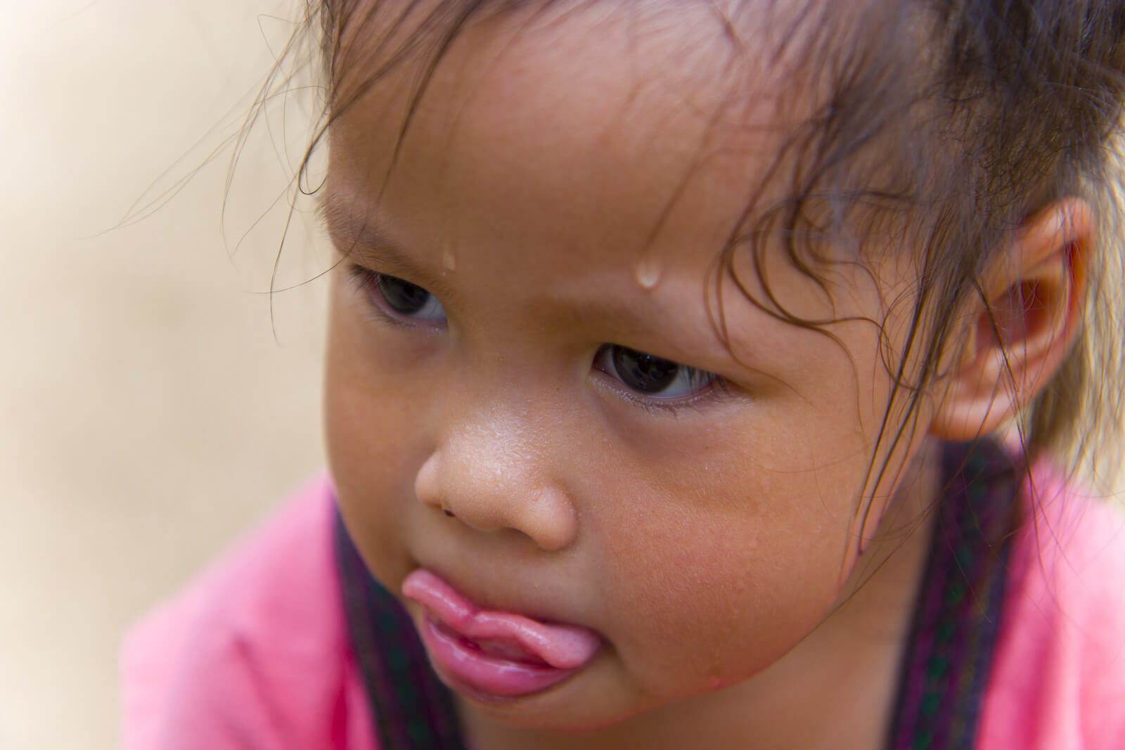 Little girl sweating